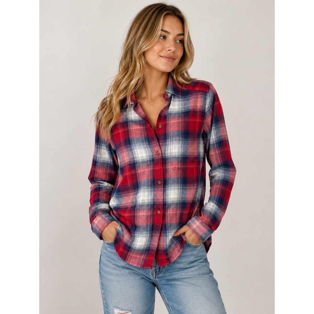 American Eagle Boyfriend Fit Plaid Flannel Shirt Grunge Casual Preppy XXS